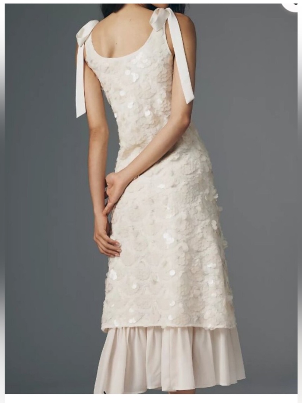 En Saison Ivory Sequin Floral Dress with Tie Straps - Picture 3 of 11